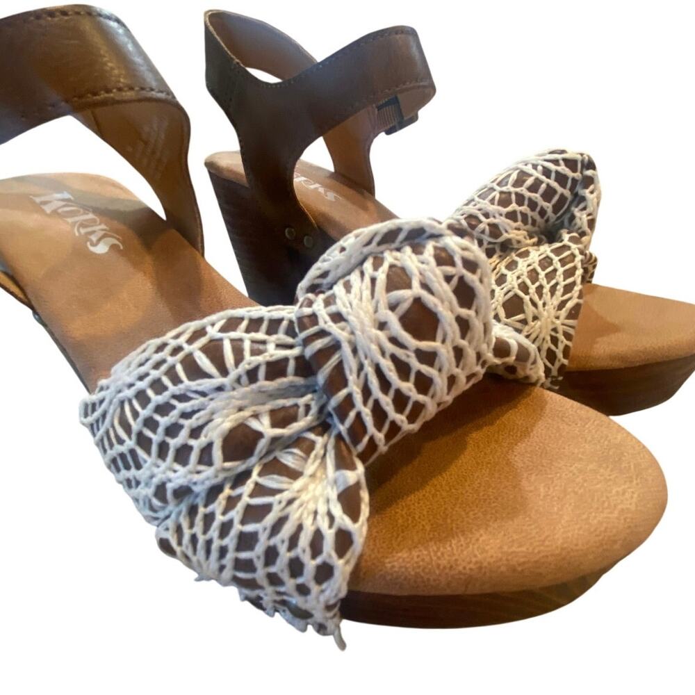 Korks Crochet Block Heel Sandals Women 7
Brown Ankle Strap Boho Shoes - Picture 5 of 8